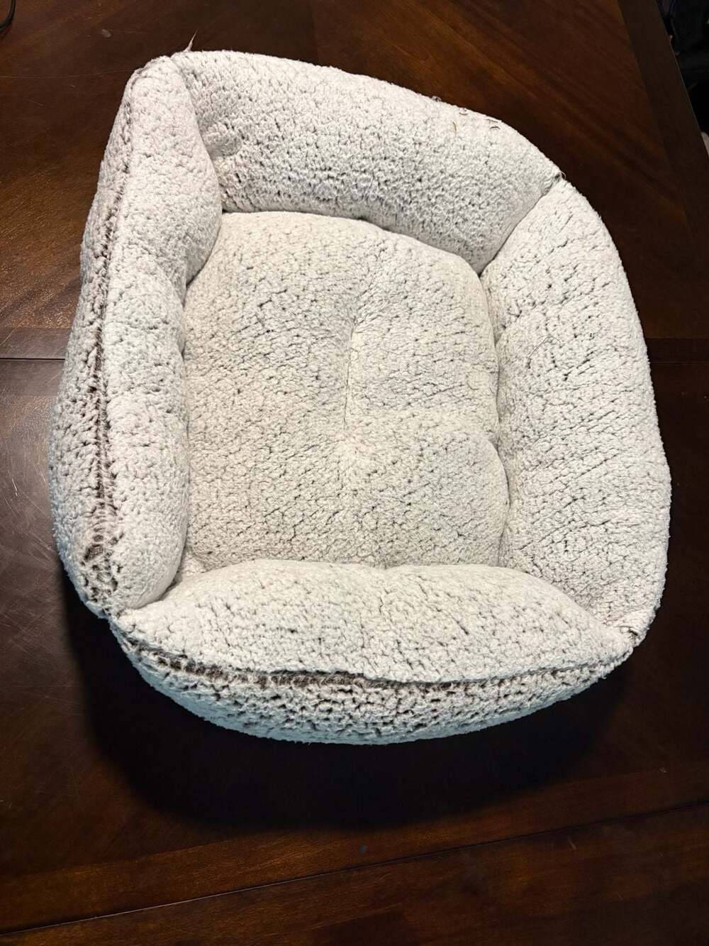 Gray Plush Bolster Dog Cat Pet Bed Removable Reversible Cushion Approx 21”